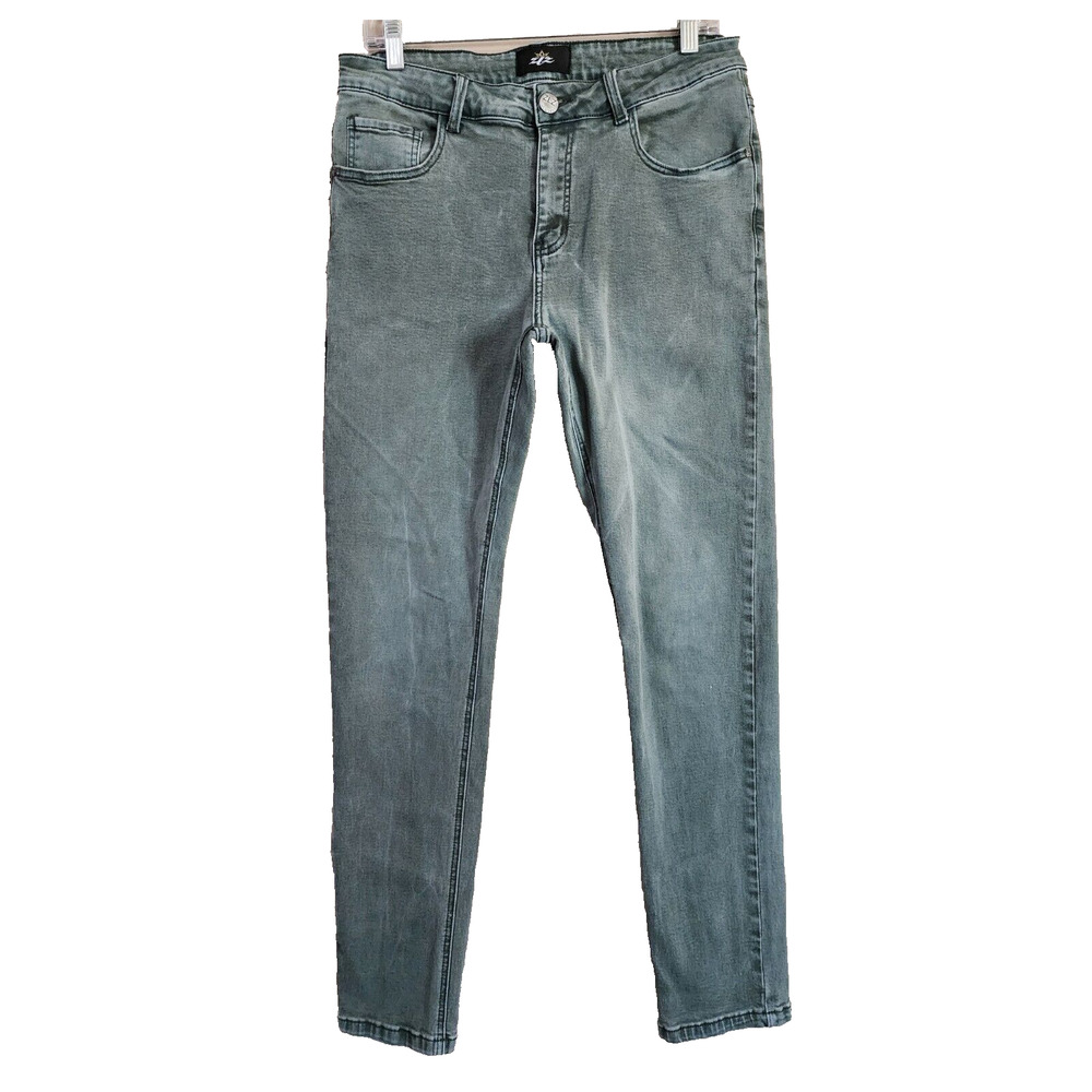 ZLZ Denim Mens Skinny Jeans Size 31 x 32 Green Stretch vv g